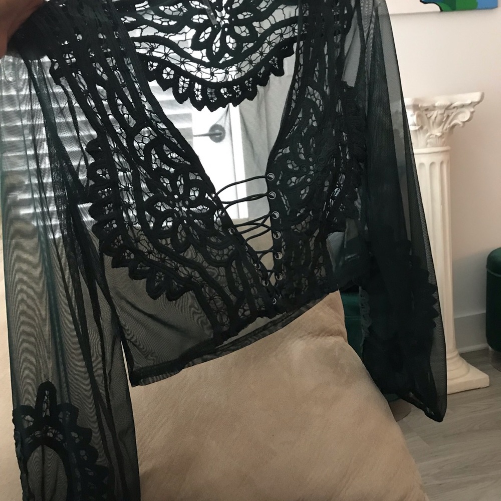 Sheer olive shirt